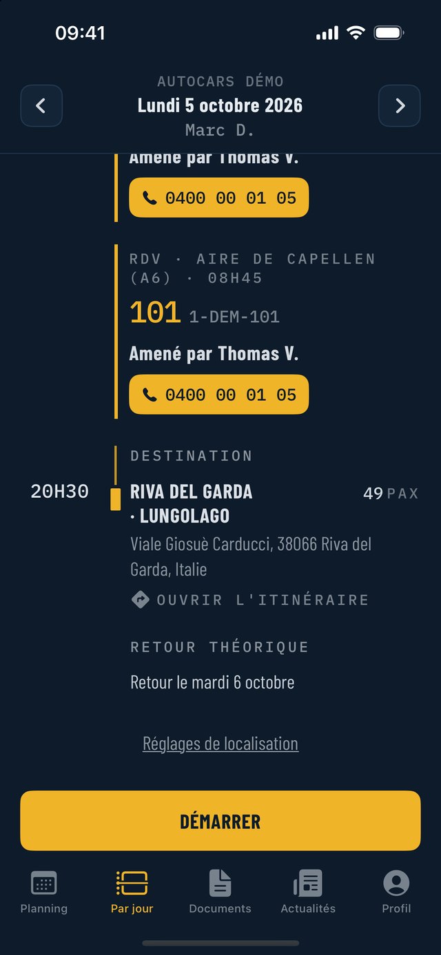 La feuille d’instructions dans l’app chauffeur