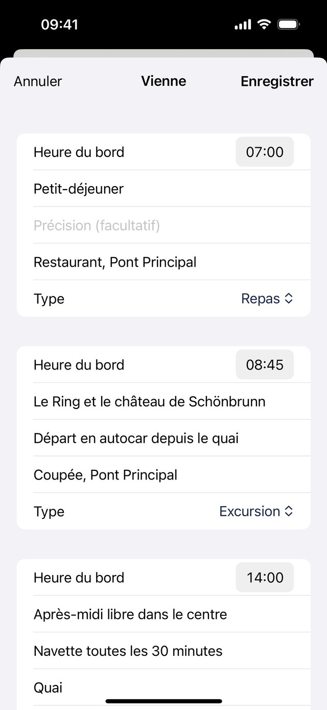 Les activités du jour