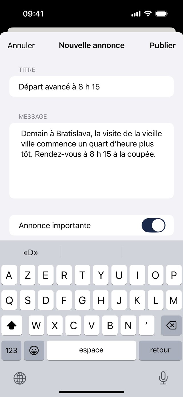 Une annonce à tous les passagers