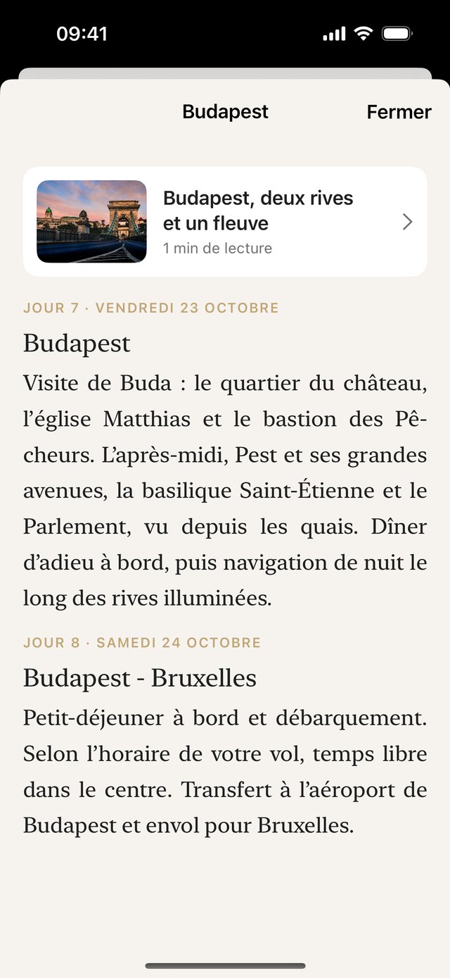 La fiche d’une escale